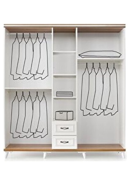 Çınar 5 Kapılı Yatak Odası Suntalam Malzeme Country Tasarım Modern Renk Aytaşı-Ceviz