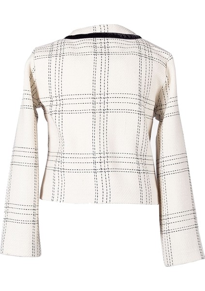 Blazer Kesim Biyeli Jakarlı Krem Kışlık Kız Çocuk Abiye Ceket indirimleri