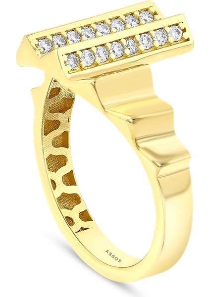 Taşlı Tasarım Altın Yüzük - 14K