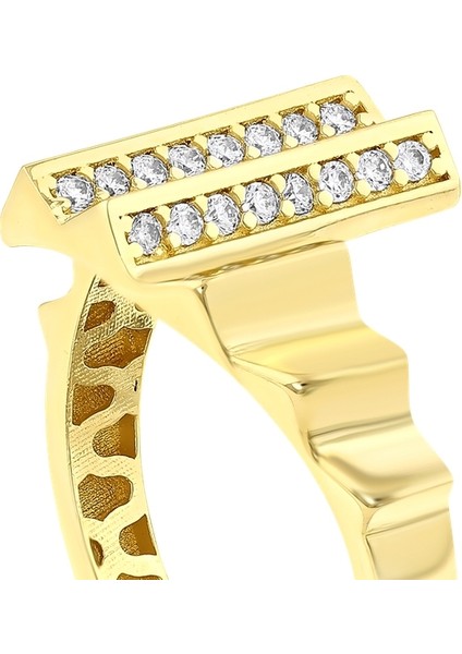 Taşlı Tasarım Altın Yüzük - 14K