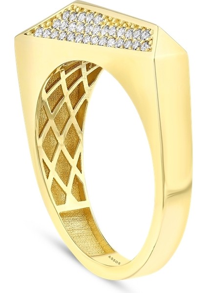 Taşlı Tasarım Altın Yüzük - 14K