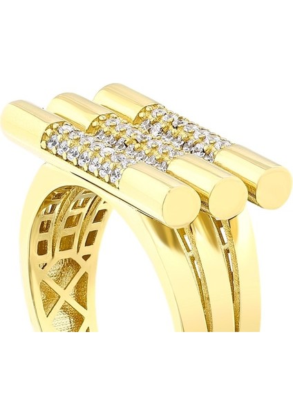 Taşlı Tasarım Altın Yüzük - 14K