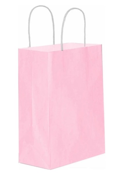 Pembe Kraft Çanta Küçük Boy 18X8X24 cm 25 Adet fiyatları