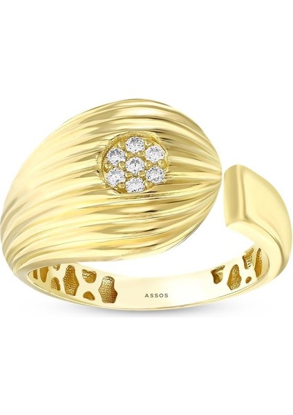 Taşlı Tasarım Altın Yüzük - 14K