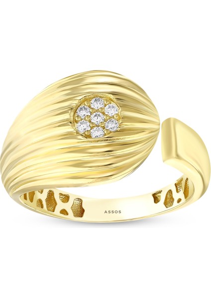 Taşlı Tasarım Altın Yüzük - 14K