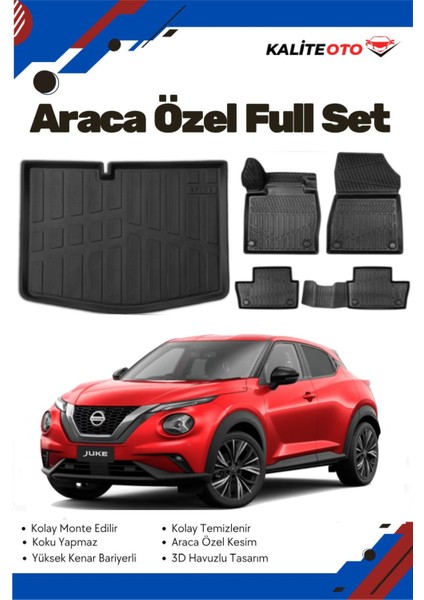 Nissan Juke 2021 Model Yumuşak Paspas+Alt Bagaj Havuzu Seti