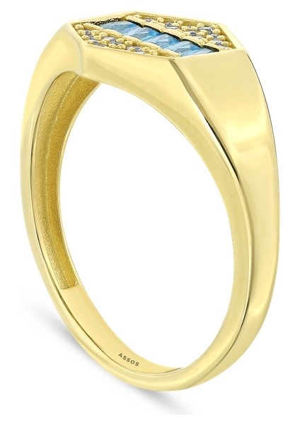 Renkli Taşlı Altın Yüzük - 14K