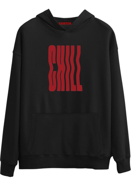 Chill Tasarım Baskılı Premium 3 Iplik Şardonlu Kapüşonlu Unisex, Kadın, Erkek Hoodie Sweatshirt
