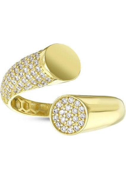 Altın Taşlı Tasarım Yüzük - 14K