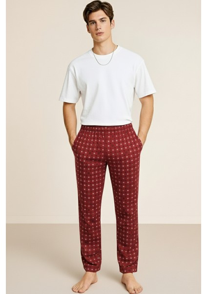 Erkek %100 Pamuk Cepli Ekose Pijama Altı | Desen 10 040
