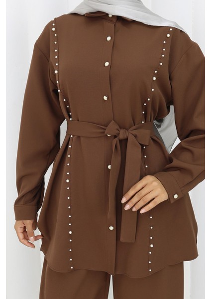 Incili Kuşaklı Ikili Takım Kahverengi 19265 fiyatları