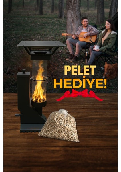 Taşınabilir Kamp Pelet Soba – Kokusuz, Külsüz ve Yüksek Isı Performansı | Pelet Hediyeli