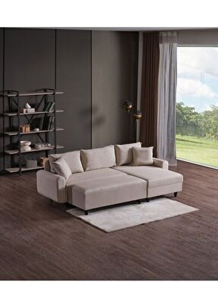 Eviana Köşe Koltuk Modern Keten Puf 120 cm Genişlikte Sabit Tasarım modelleri