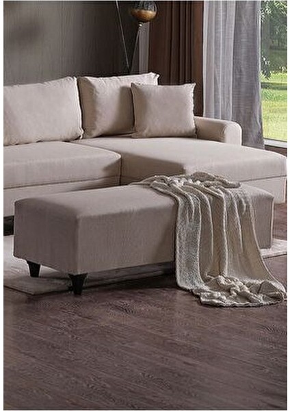Eviana Köşe Koltuk Modern Keten Puf 120 cm Genişlikte Sabit Tasarım indirimleri
