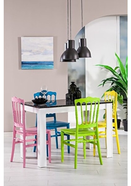 Miray Renkli Sandalye Seti 4 Adet Klasik Tasarım Plastik Malzeme ile modelleri