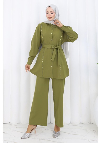 Incili Kuşaklı Ikili Takım Haki 19265