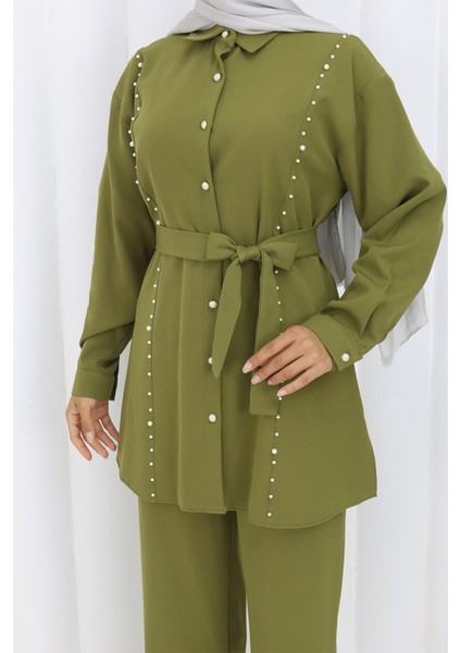 Incili Kuşaklı Ikili Takım Haki 19265 fiyatları