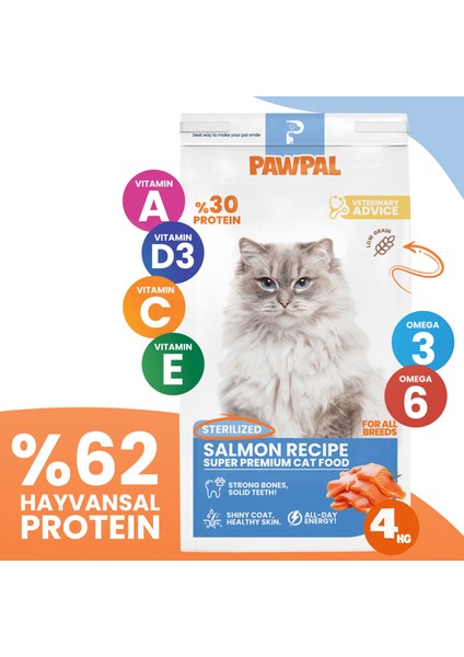 Somonlu Süper Premium Kısır Kedi Maması 4kg | Hipoalerjenik – Düşük Tahıllı – Yüksek Proteinli