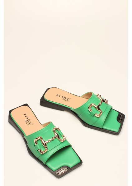Idil Yeşil Cilt Tokalı Kadın Terlik fiyatları