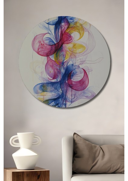 Renkli Duman Soyut Sanat Ahşap Mdf Dekoratif Ev/işyeri Duvar Tablo Yuvarlak Ev/işyeri Duvar Tablo