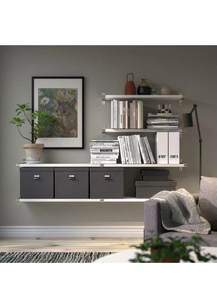 Bergshult / Granhult Duvar Rafı Kombinasyonu Beyaz Nikelaj Kaplama 160 x 30 cm fiyatları