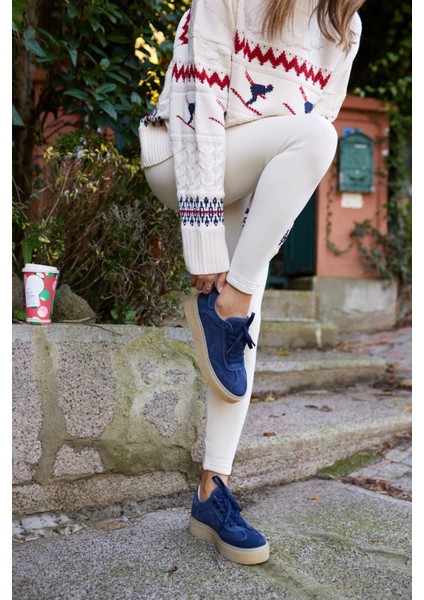 Alistar Kadın Lacivert Gecrek Deri Suet Bagcıkli Sneaker