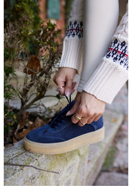 Alistar Kadın Lacivert Gecrek Deri Suet Bagcıkli Sneaker