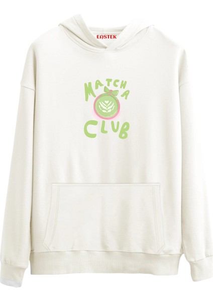 Matcha Club Baskılı Premium 3 Iplik Şardonlu Kapüşonlu Unisex, Kadın, Erkek Hoodie Sweatshirt