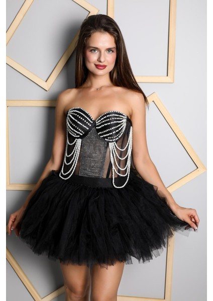 Siyah Taşlı El Yapımı Elegant Korse – Halloween Black Swan Korse fırsatları