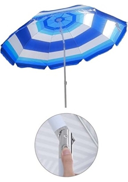 Bahçe Şemsiyesi Mavi Çizgili UV Koruma Özellikli Polyester 200 cm modelleri