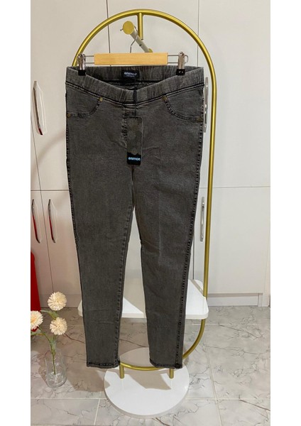 Gri Denim Battal Kot Pantolon Tayt fırsatları