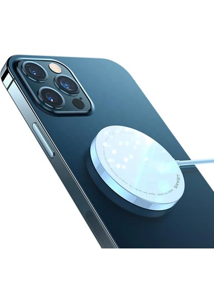 Usams Magsafe 15W iPhone 15-14 -13-12 Için Ultra Ince Mıknatslı Kablosuz Wireless Şarj US-CD155-(1903)