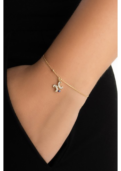 H Harfi 18 Ayar Sarı Altın Kaplama 19 cm Gümüş Nazar Bileklik fiyatları