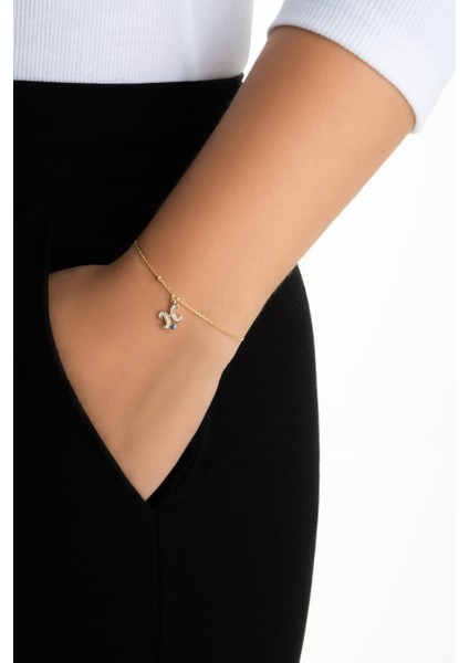 H Harfi 18 Ayar Sarı Altın Kaplama 19 cm Gümüş Nazar Bileklik fırsatları