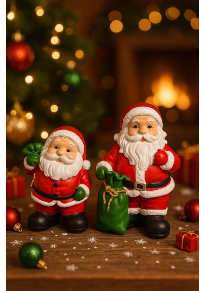 biton noel baba biblo seti 2’li – 9 cm & 11 cm – premium yılbaşı dekor koleksiyonluk hediye fırsatları