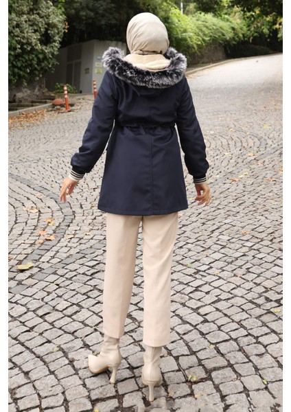 Fermuarlı Kapşonlu Mont Lacivert 19270 modelleri