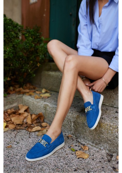 Tuami Kadın Bordo Gercek Suet Tokalı Loafer Ayakkabi