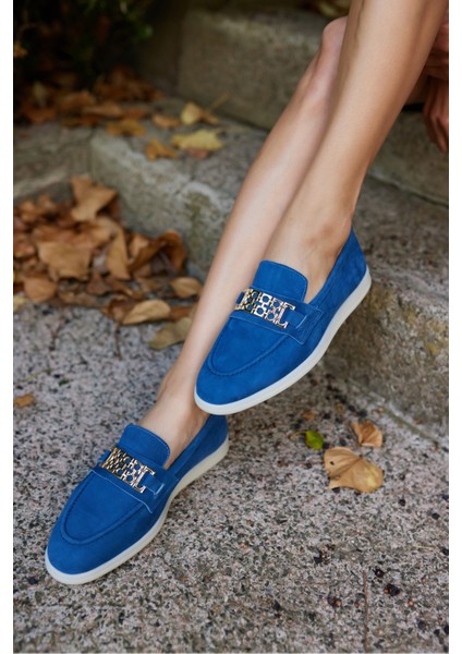 Tuami Kadın Bordo Gercek Suet Tokalı Loafer Ayakkabi