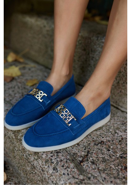 Tuami Kadın Bordo Gercek Suet Tokalı Loafer Ayakkabi