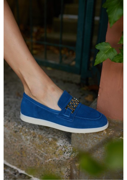 Tuami Kadın Bordo Gercek Suet Tokalı Loafer Ayakkabi