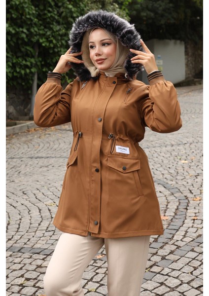 Fermuarlı Kapşonlu Mont Taba 19270 fiyatları