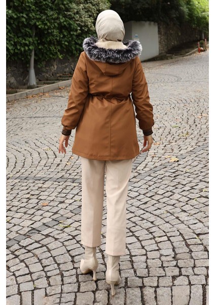 Fermuarlı Kapşonlu Mont Taba 19270 modelleri