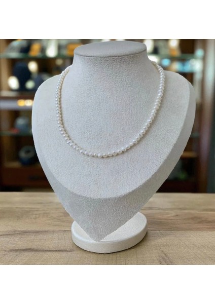 40CM Sertifikalı Doğal Inci Kolye Çelik Aparat - 40 cm 7 cm Uzatma Zinciri - 4mm fiyatları