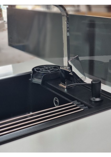 Tek Göz Granit Evye Tezgah Üstü&tezgaha Sıfır Uyumlu ( Siyah 49X50CM) Tam Paket indirimleri