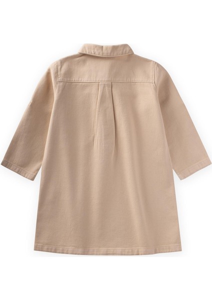 Boyalı Gabardin Elbise 2-7 Yaş Bej fiyatları