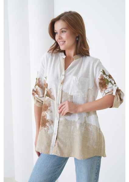 Çiçek Desenli Italyan Keten Gömlek fiyatları