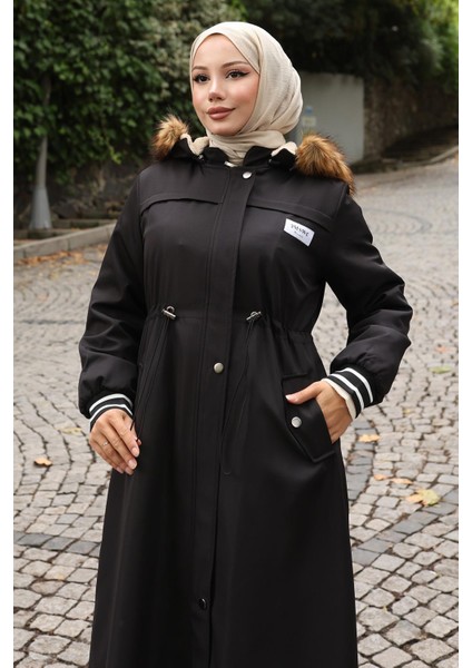 Arma Detaylı Kapşonlu Mont Siyah 19268 fiyatları