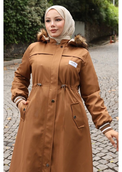 Arma Detaylı Kapşonlu Mont Taba 19268 fiyatları