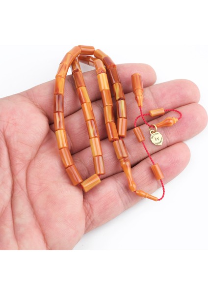 Kadim Katalin Eski Kalemlik Obje Usta Işi Imzalı Kapsül Kesim 7X12MM Tesbih -Kahve Sarı Sedefli modelleri