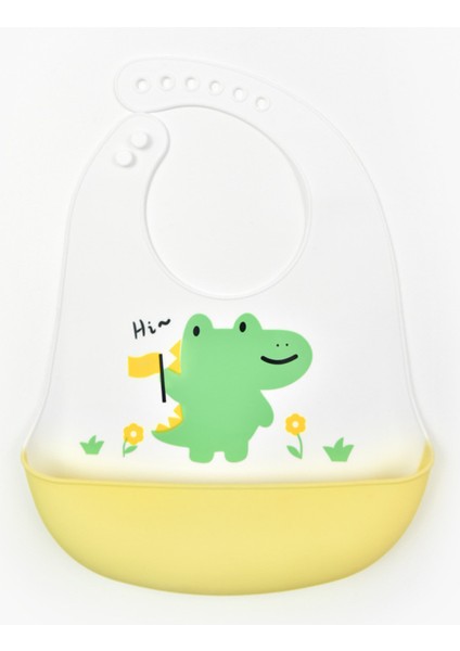 Dinazor Figürlü Premium, Dayanıklı Bpa'sız Ayarlanabilir Çocuk Silikon Mama Önlüğü (9+ Ay)